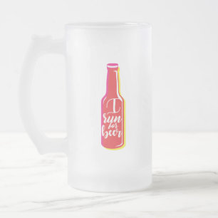 Ich laufe für Bier Fitness Spaß Red Bottle Mattglas Bierglas