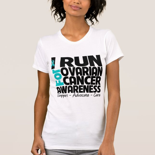 Ich laufe für Eierstockkrebs-Bewusstsein T-Shirt (Vorderseite)