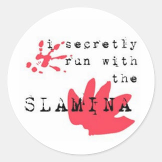 Ich laufe heimlich mit der SLAMINA Runder Aufkleber