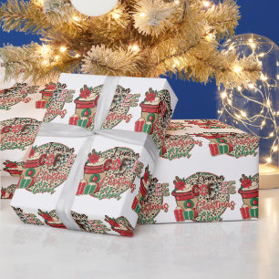 Ich laufe mit Kaffee und Weihnachtsstimmung Geschenkpapier