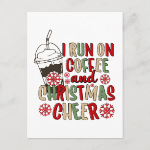 Ich laufe mit Kaffee und Weihnachtsstimmung Postkarte
