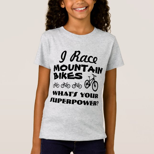 Ich laufe Mountainbiken, was bin Ihre Supermacht? T-Shirt (Vorderseite)