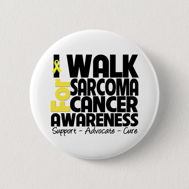 Ich laufe wegen Sarcoma Krebs Bewusstsein Button (Vorderseite)