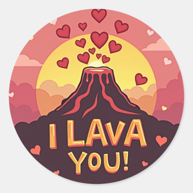 "Ich lebe dich!" Valentine Runder Aufkleber (Vorderseite)