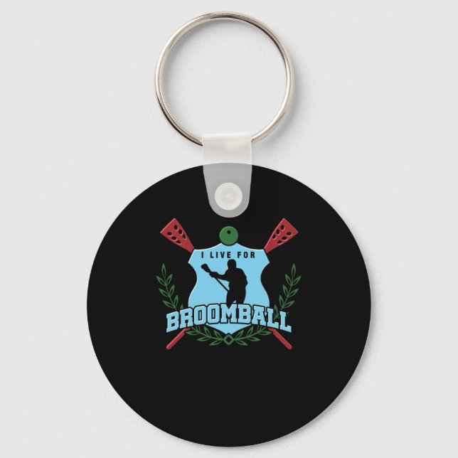 Ich lebe für Broomball Goaltender Ice Rink Game Ge Schlüsselanhänger (Vorderseite)