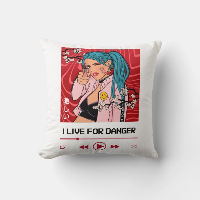 Ich lebe für Gefahr - Anime Design Lover für Musik Kissen (Vorderseite)