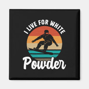 Ich lebe für Snowboard-Snowboard mit weißem Pulver Magnet