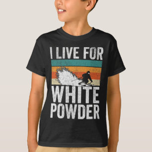 Ich lebe für weißen Puder Retro-Skifahrer Lustig V T-Shirt