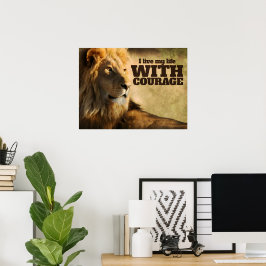 "Ich lebe mit Mut" Motivation Affirmation Poster