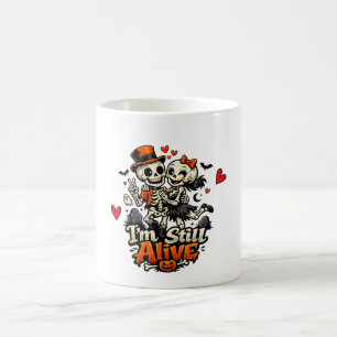 Ich lebe noch lustiges Skelett-Paar Kaffeetasse