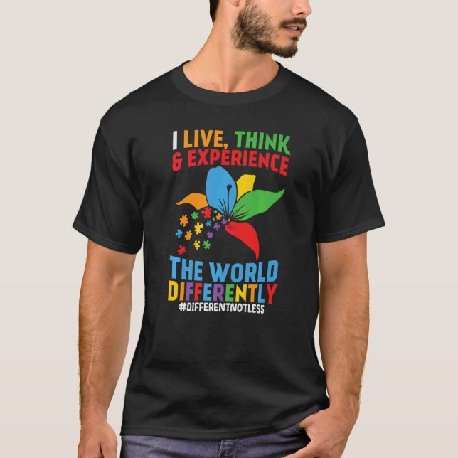 Ich lebe Think & Experience the World anders T-Shirt (Vorderseite)