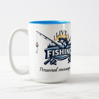 Ich lebe um zu fischen personalisierter Angelbeche Zweifarbige Tasse
