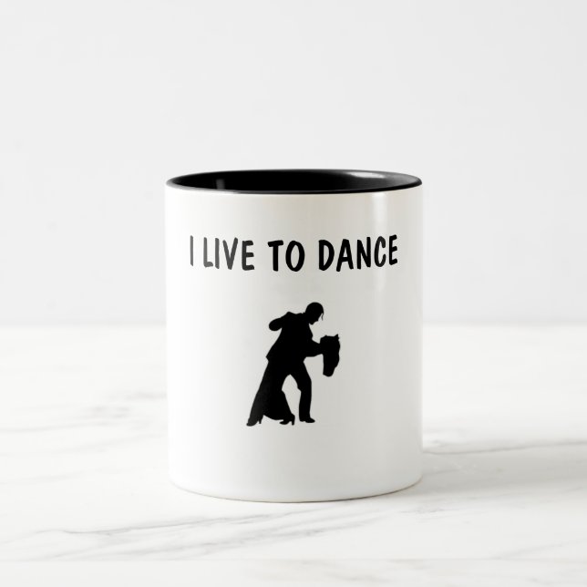 ICH LEBE ZU TANZ-KAFFEE-TASSE ZWEIFARBIGE TASSE (Mittel)