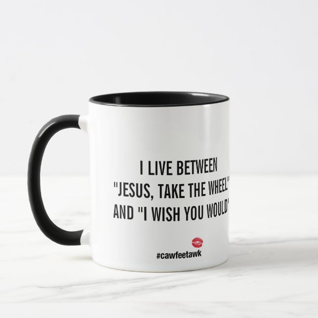 Ich lebe zwischen Tasse (Schwarzes) (Links)