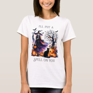 "Ich lege einen Zauber" Hexenkatze "Schwarze Katze T-Shirt