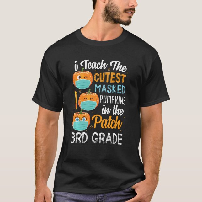 Ich lehre die Niedlichen maskierten Kürbis in Patc T-Shirt (Vorderseite)