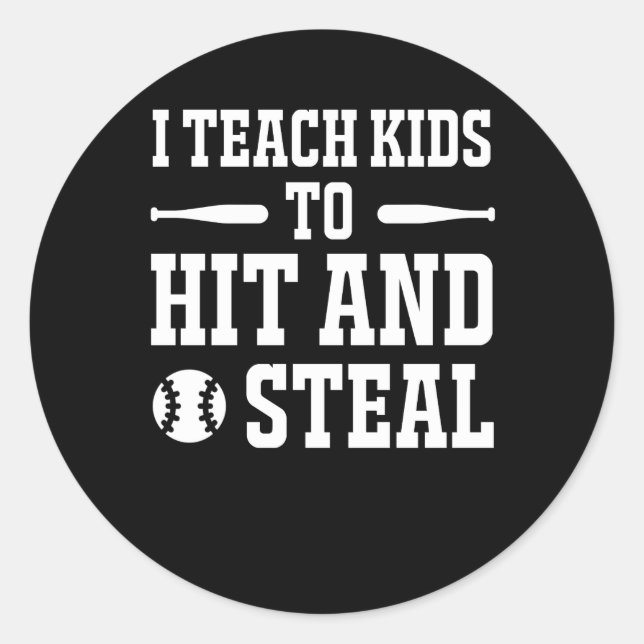Ich lehre Kinder, den Softballtrainer zu schlagen Runder Aufkleber (Vorderseite)