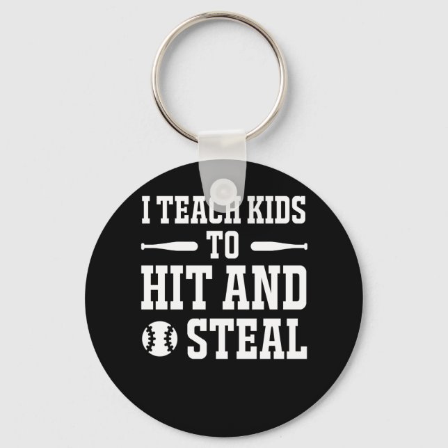 Ich lehre Kinder, den Softballtrainer zu schlagen Schlüsselanhänger (Vorderseite)