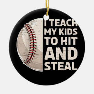Ich lehre meine Kinder, Baseball-Ball zu schlagen  Keramik Ornament