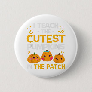 Ich lehre Niedliche Kürbis in Patchlehrer Hallowee Button