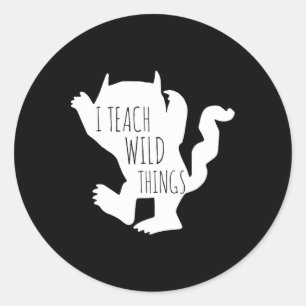 Ich lehre wilde Dinge Monster Spaß Halloween-Gesch Runder Aufkleber