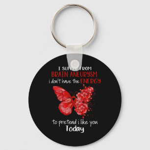 Ich leide an Gehirnaneurysma Awareness Butterfly B Schlüsselanhänger