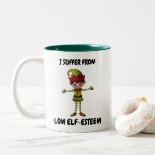 ICH LEIDE UNTER NIEDRIGER ELF-ESTEEM-URLAUB-TASSE ZWEIFARBIGE TASSE