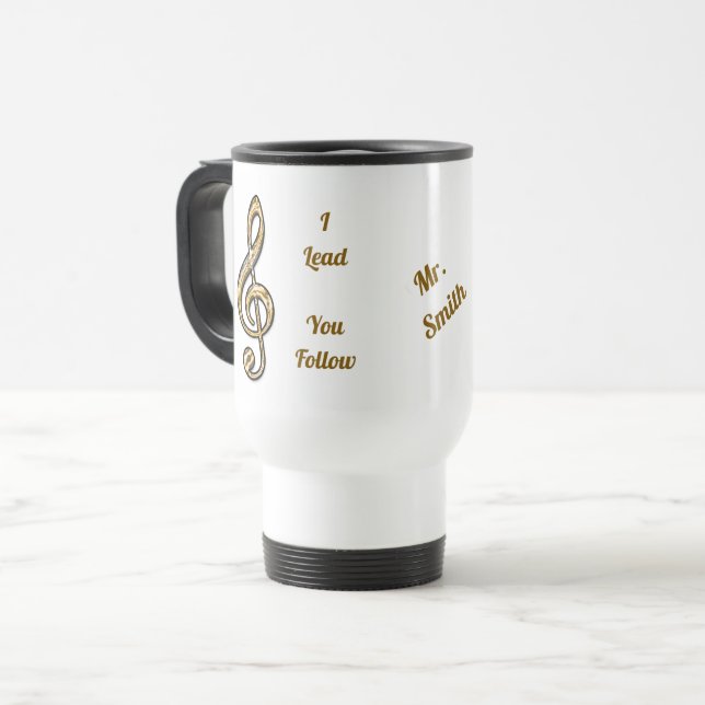 Ich leite Sie und folgen dem Musiklehrer Gold Clef Reisebecher (Vorderseite Links)