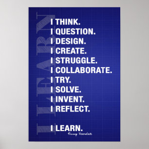 Ich lerne (Blueprint Style) Poster