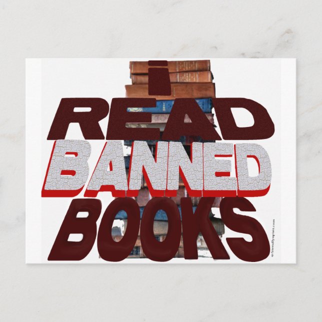 ICH LESE BANNED BOKS POSTKARTE (Vorderseite)