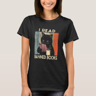 Ich lese Banned Books Black Cat Reader Bookworm Wo T-Shirt