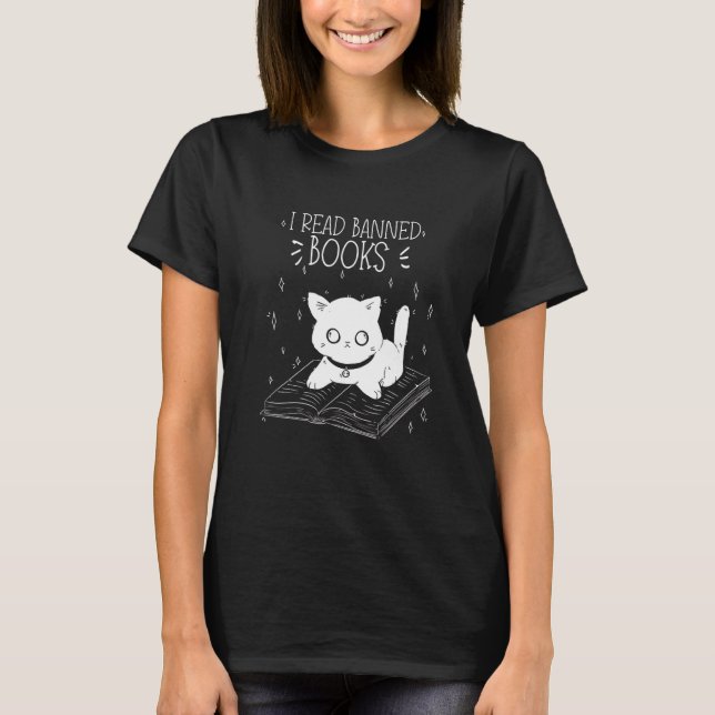 Ich lese Banned Books Katzenleser Bookworm Frauen T-Shirt (Vorderseite)
