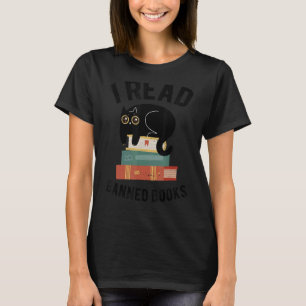 Ich lese Banned Books Librarians Black Cat Reader  T-Shirt