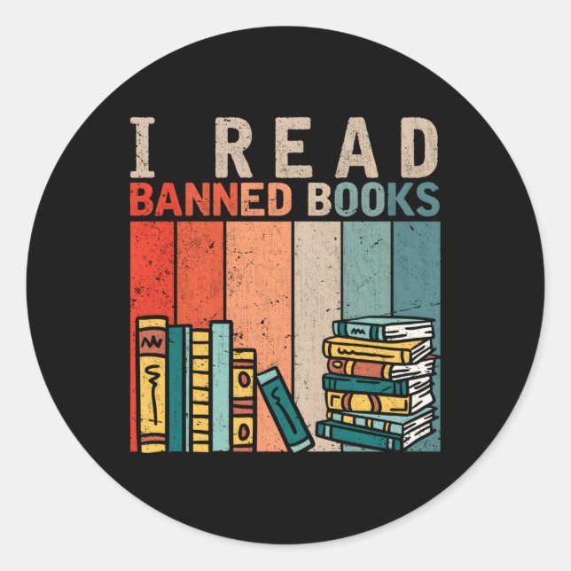 Ich lese Banned Books Reader Bookworm Runder Aufkleber (Vorderseite)