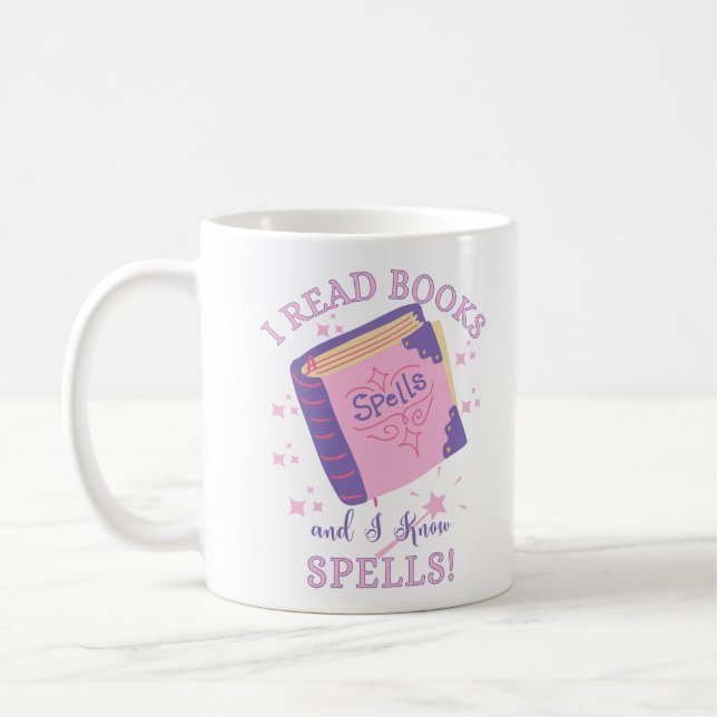 Ich lese Bücher und ich kenne Zauber Kaffeetasse (Links)