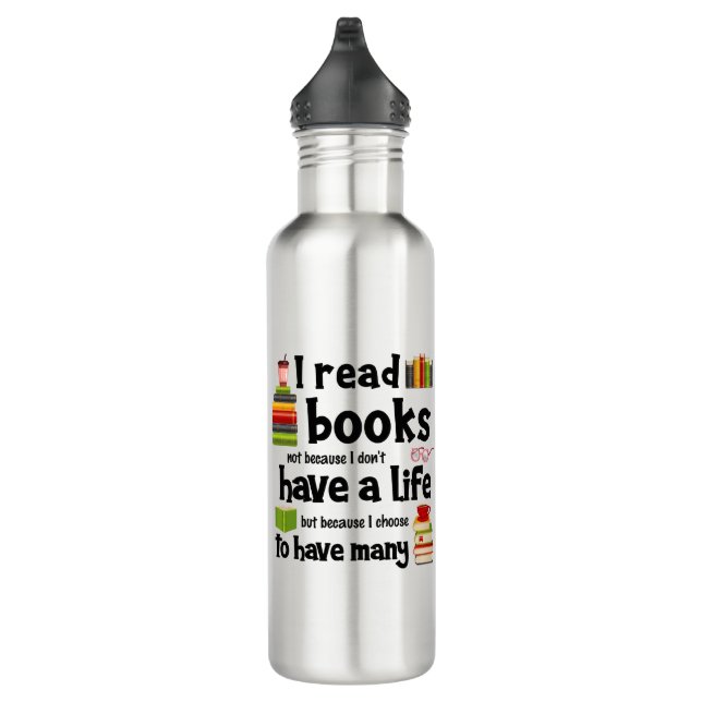 Ich lese Bücher, weil ich viele Leben führe Edelstahlflasche (Rechts)