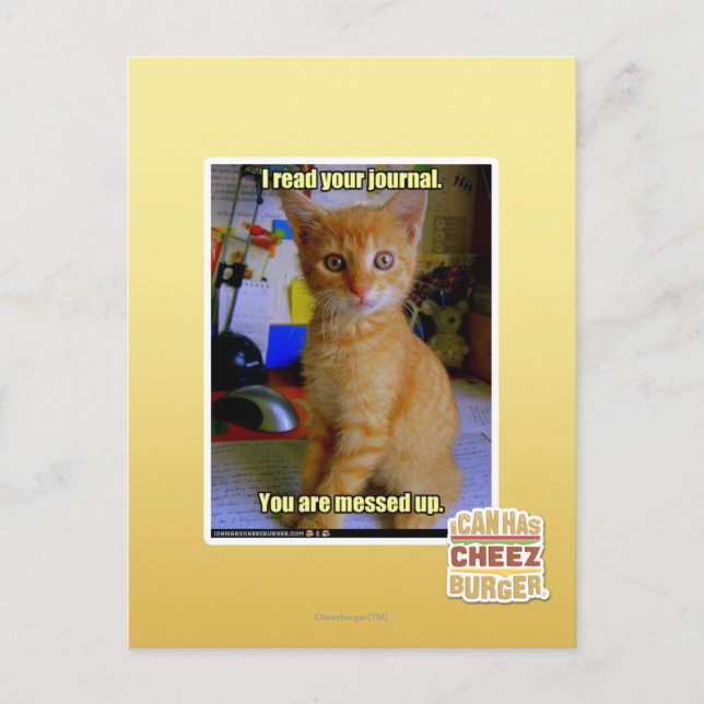 Ich lese deine Zeitschrift Postkarte (Vorderseite)