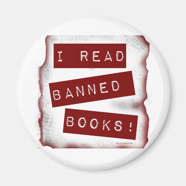 Ich lese den Slogan "Banned Books Bookworan" Magnet (Vorne)