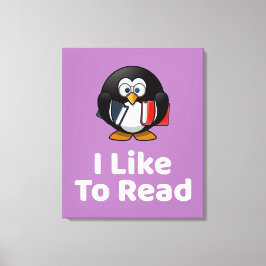 Ich lese gerne Pinguin Funny Reading Leinwanddruck