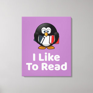 Ich lese gerne Pinguin Funny Reading Leinwanddruck