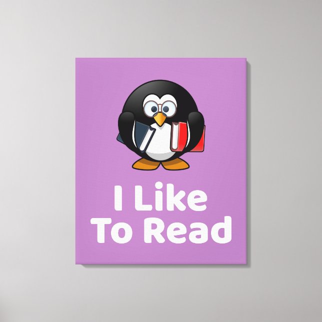 Ich lese gerne Pinguin Funny Reading Leinwanddruck (Vorderseite)