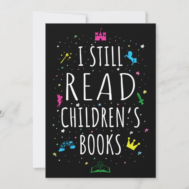 Ich lese noch Kinderbücher I Einladung (Vorderseite)