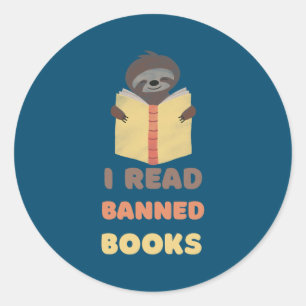 Ich lese verbotene Bücher Leser Bücherwurm Faultie Runder Aufkleber