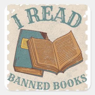 ich lese verbotene Bücher Liebhaber alter Bücher Quadratischer Aufkleber