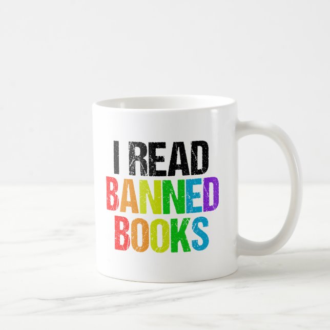 Ich lese verbotene Bücher Regenbogen Kaffeetasse (Rechts)