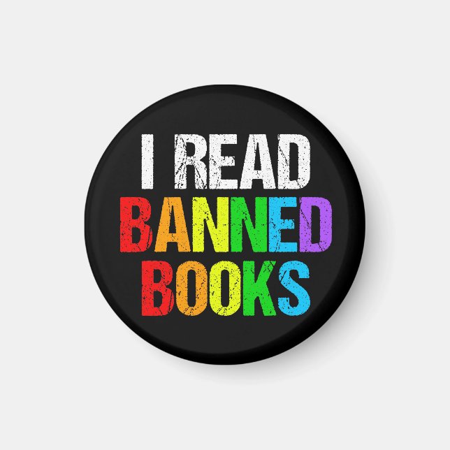 Ich lese verbotene Bücher Regenbogen Magnet (Vorne)