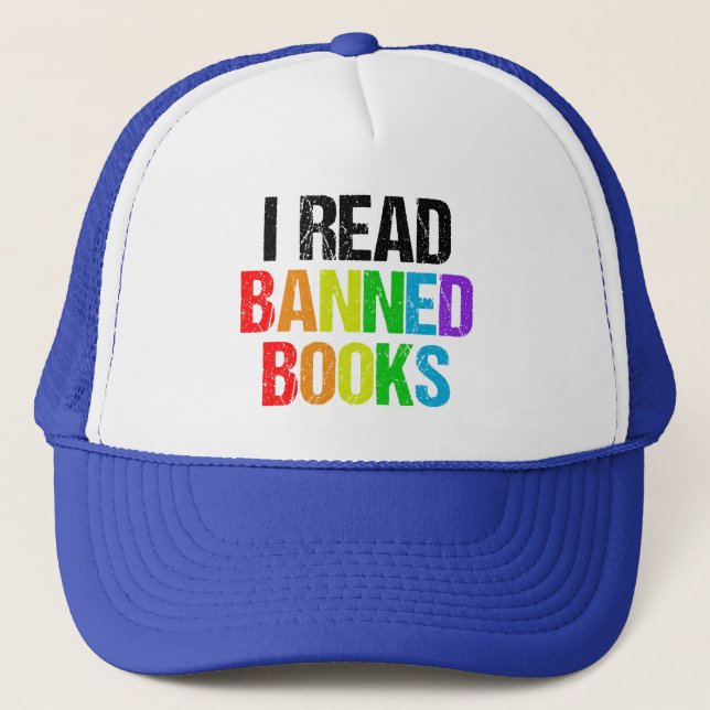 Ich lese verbotene Bücher Regenbogen Truckerkappe (Vorderseite)