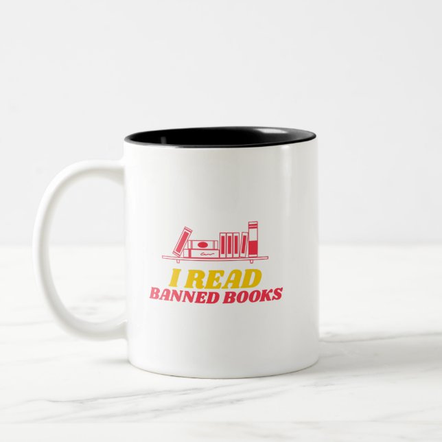 Ich lese verbotene Bücher Zweifarbige Tasse (Links)