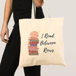 Ich lese zwischen den Reihen Häkel-Strickbuchliebh Tragetasche