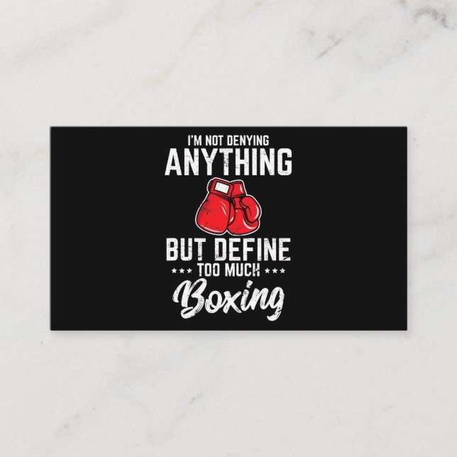 Ich leugne nichts Funny Boxing Lover Amateur Visitenkarte (Vorderseite)